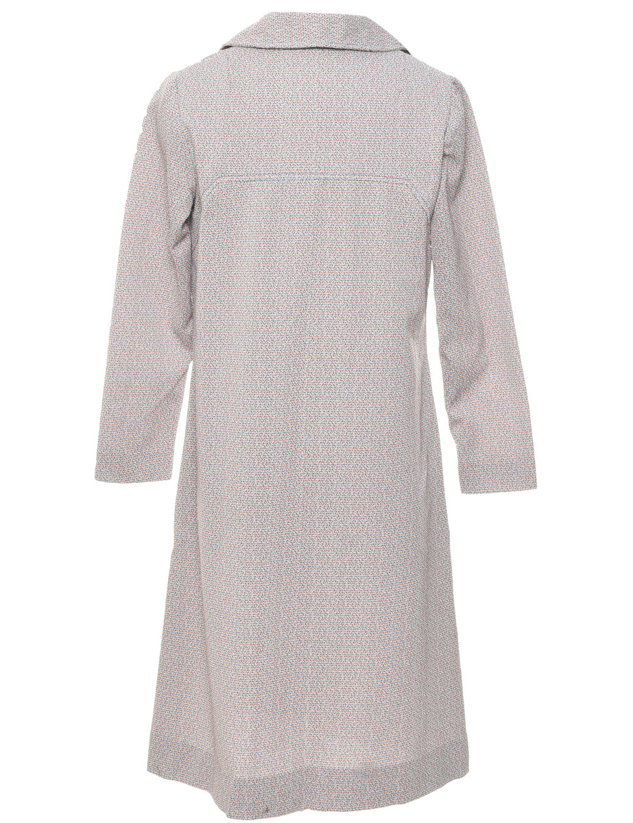 70's Collar Beige Dress - M
