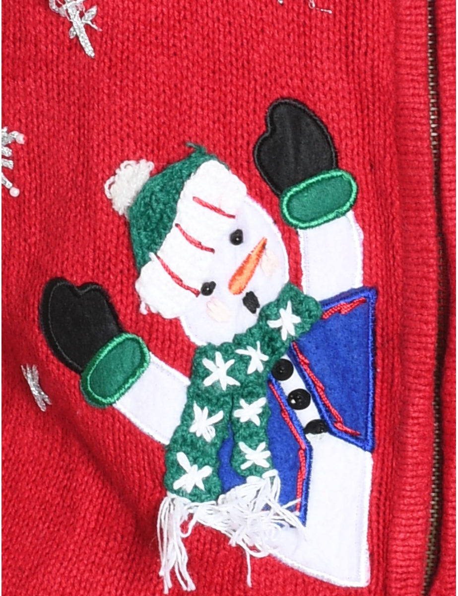 Snowman Christmas Cardigan - M