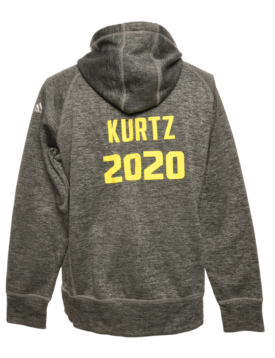 Grey Adidas Printed Hoodie - L