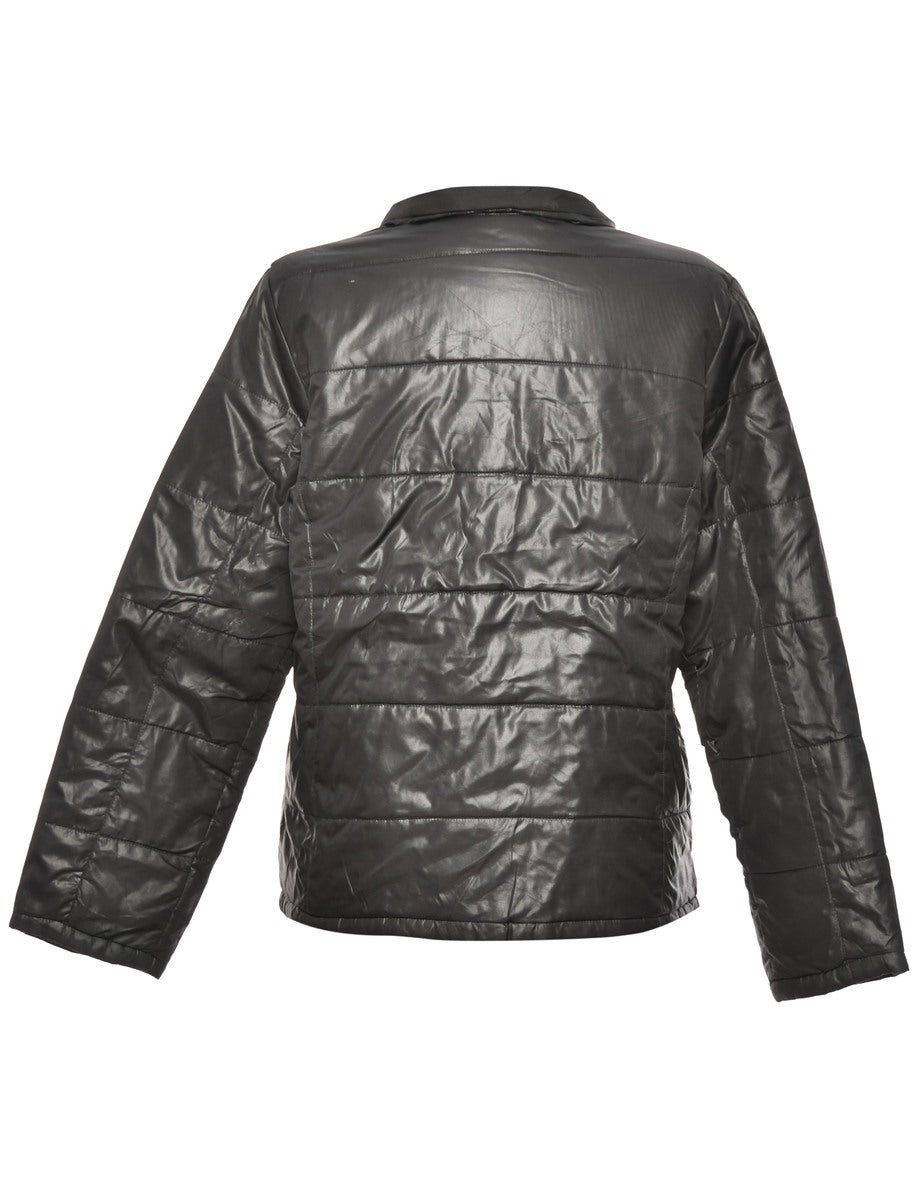 Black Classic Zip-Front Puffer Jacket - M