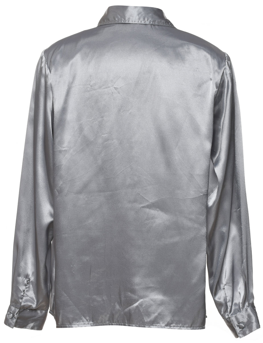 Grey Satin Evening Shirt - M