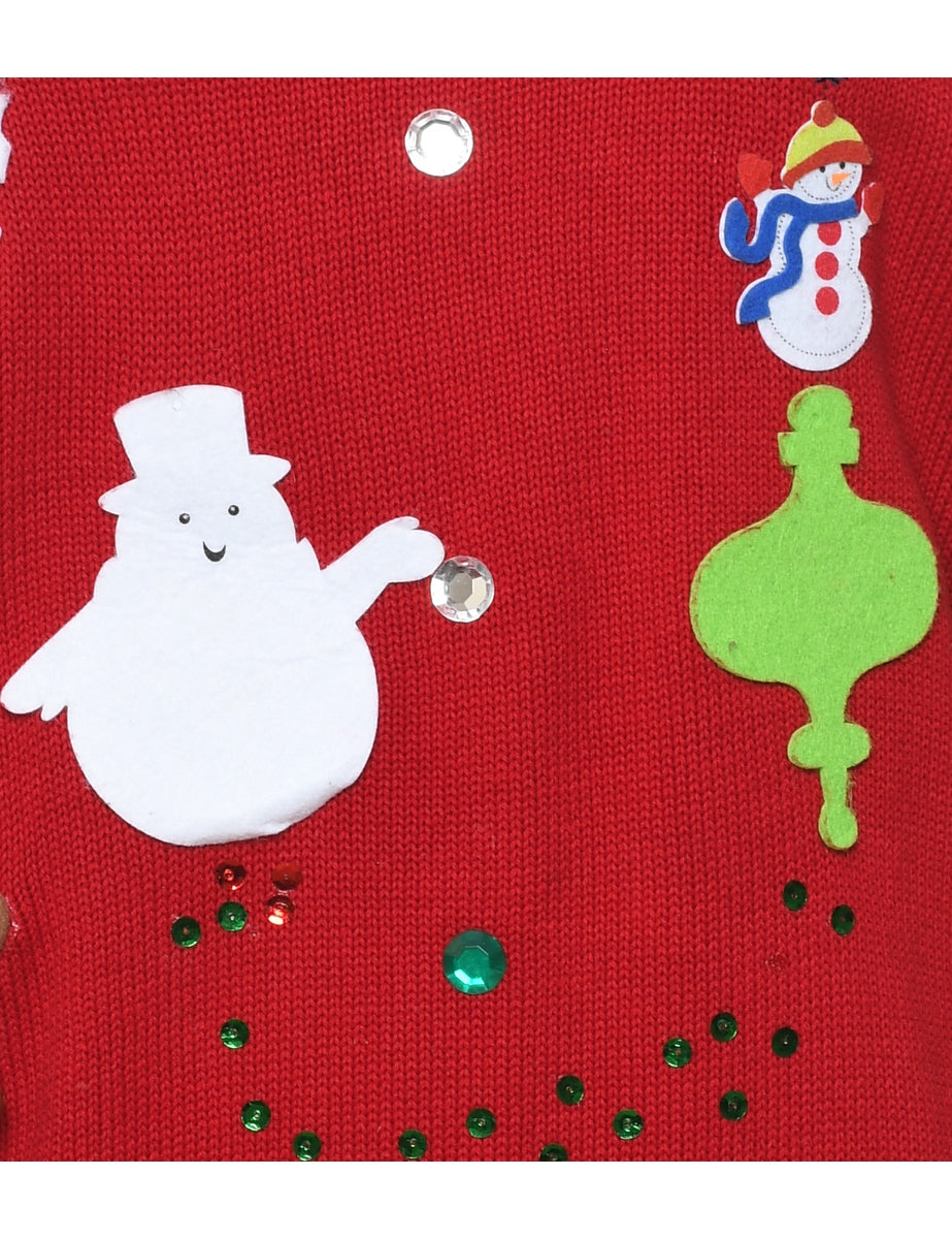 Chaps Snowman Christmas Cardigan - L