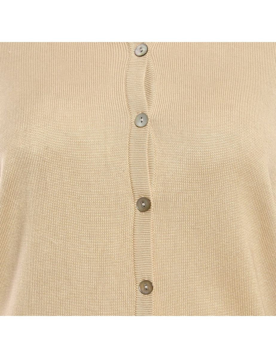 Button Through Beige Cardigan - L