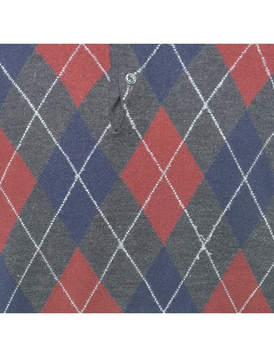 Argyle Knit Jumper - L