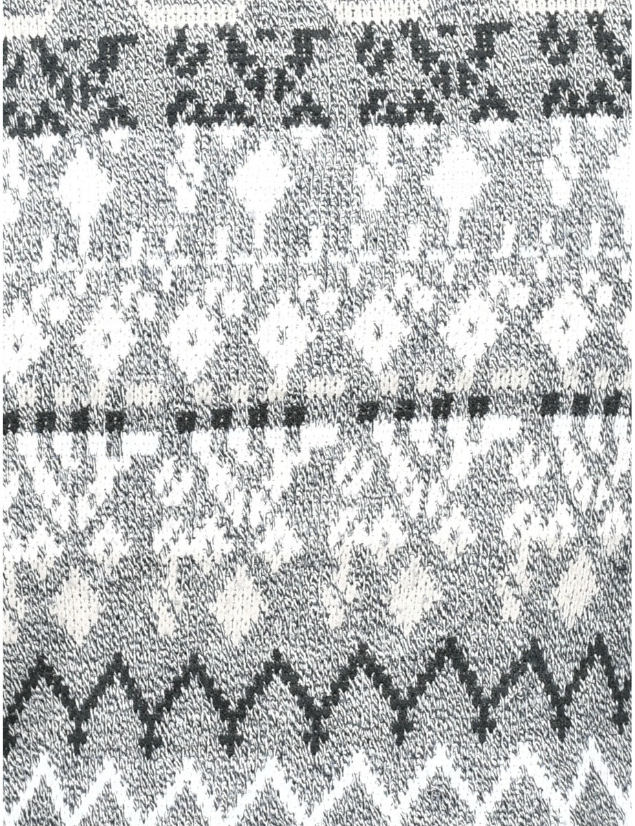 Geometric Print Black, White & Grey Jumper - L