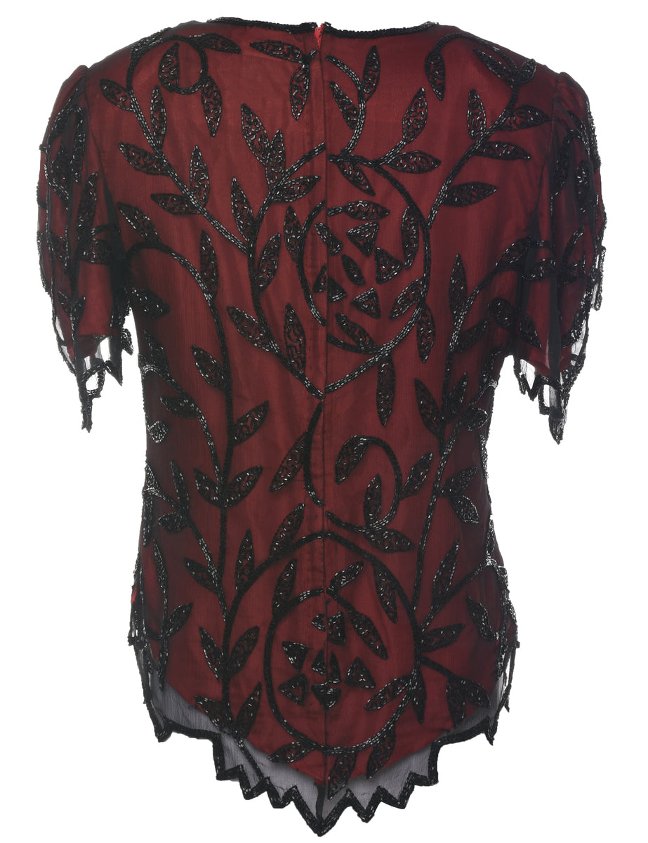 Silk Beaded Evening Top - XS
