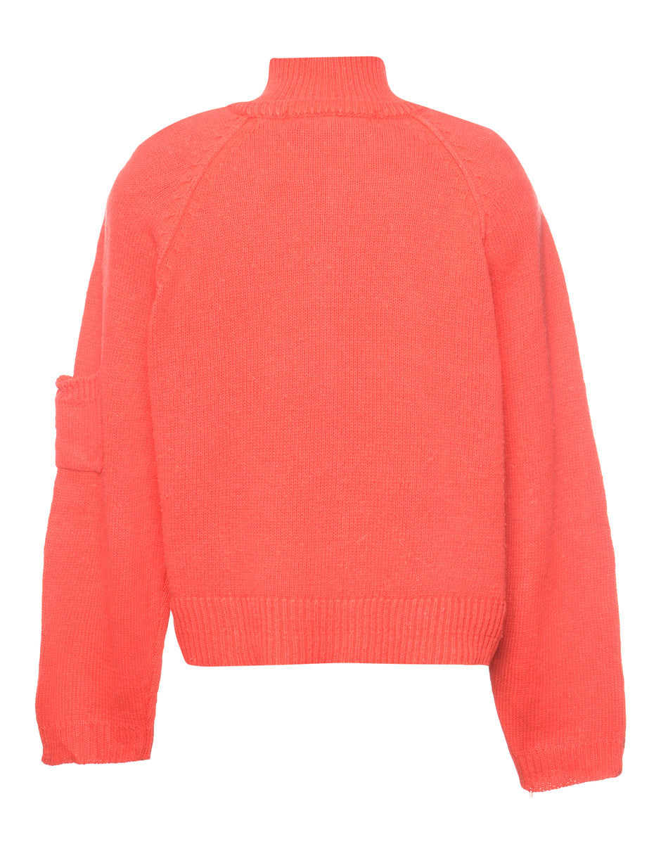 Red Polo Neck Jumper - M