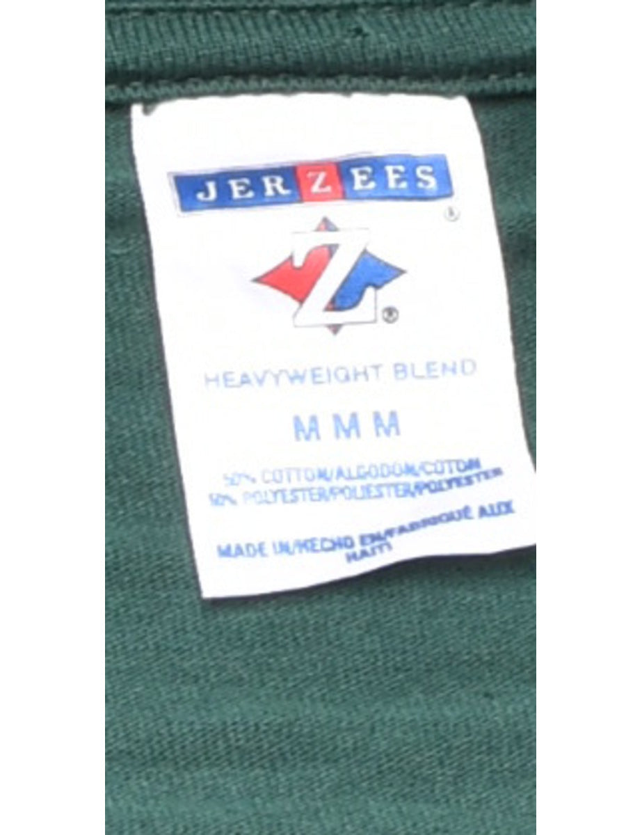 Athletics Printed Green & Yellow T-shirt - M