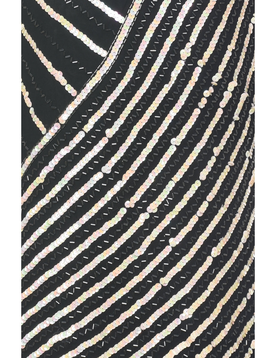 Silk Embellished Black Party Top - L