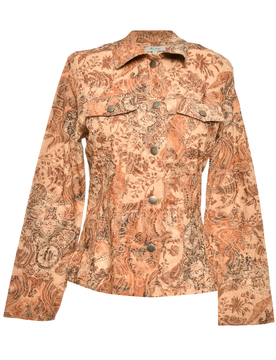 Printed Brown Jacket - L
