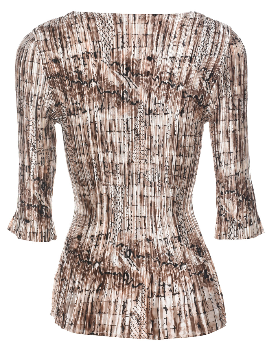 Smocked Brown Top - M