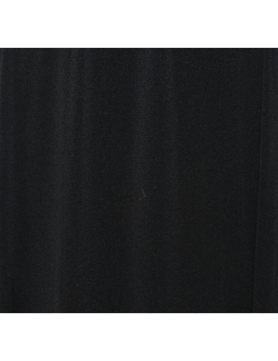 Sleeveless Plain Black High-Neck Maxi Dress - S