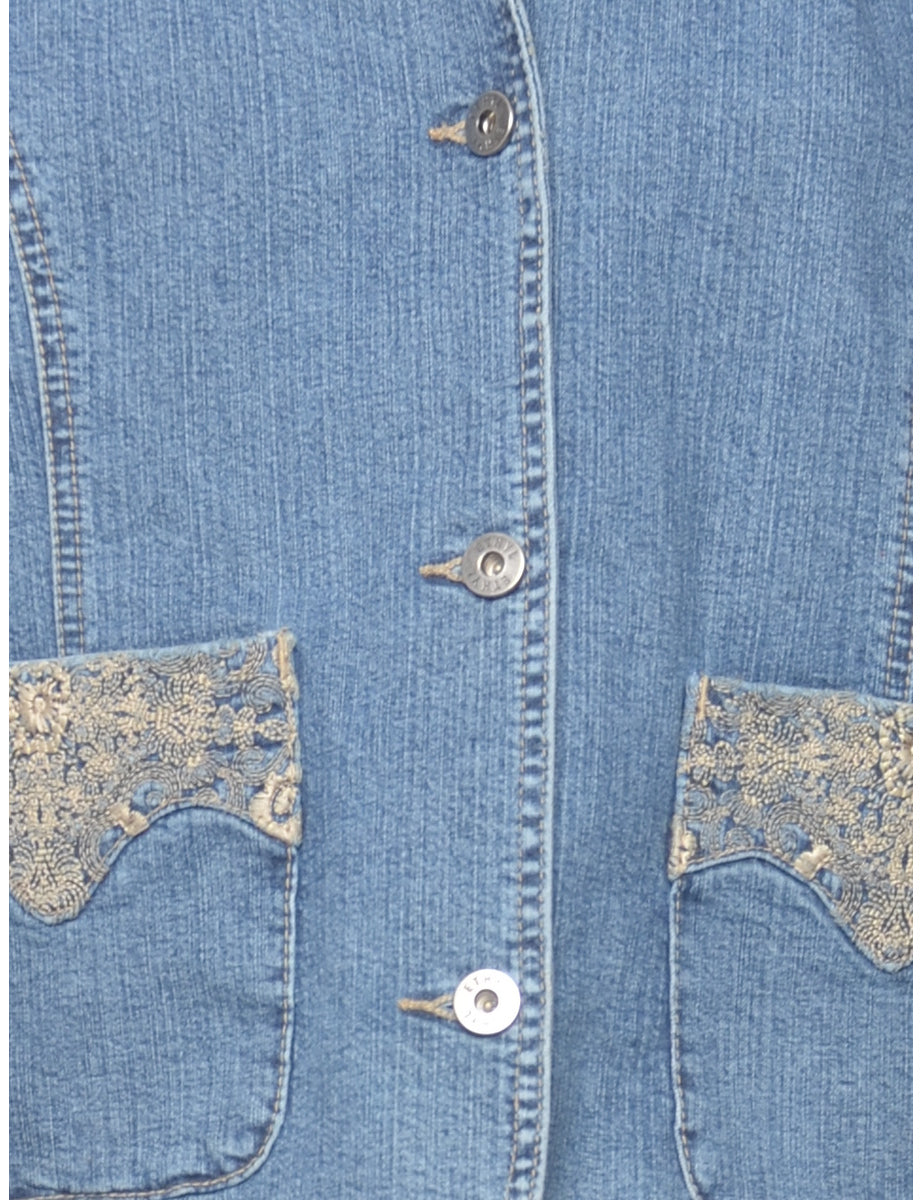 Embroidered Denim Jacket - M