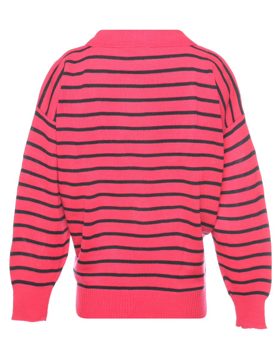 Magenta Striped Jumper - L