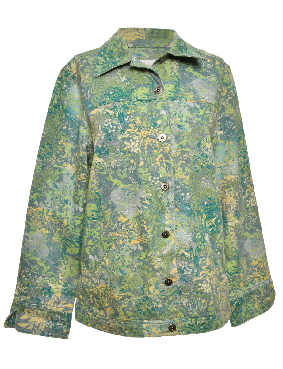 Printed Green Jacket - M