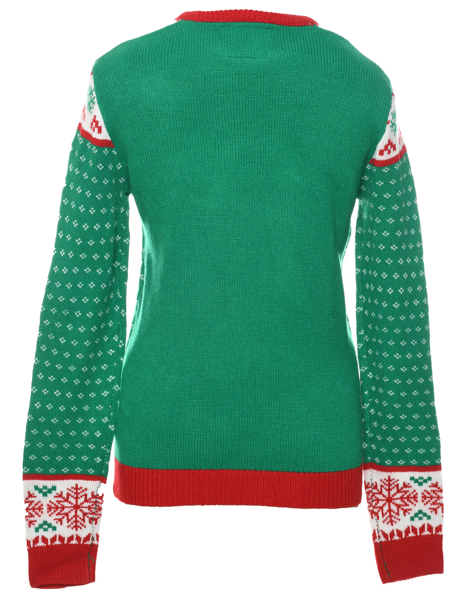 Festive Print Christmas Jumper - S