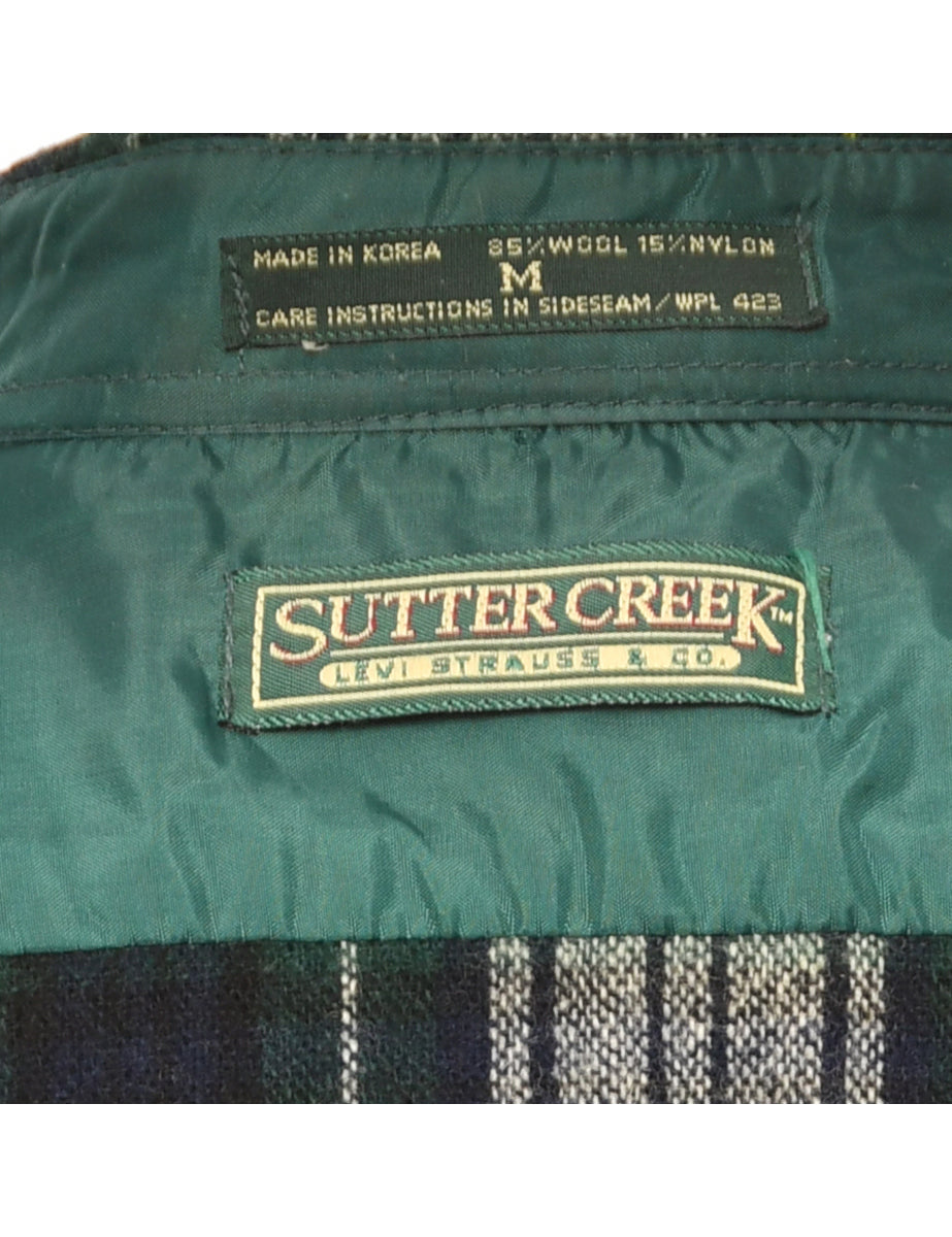 Long Sleeved Green Checked Shirt - M