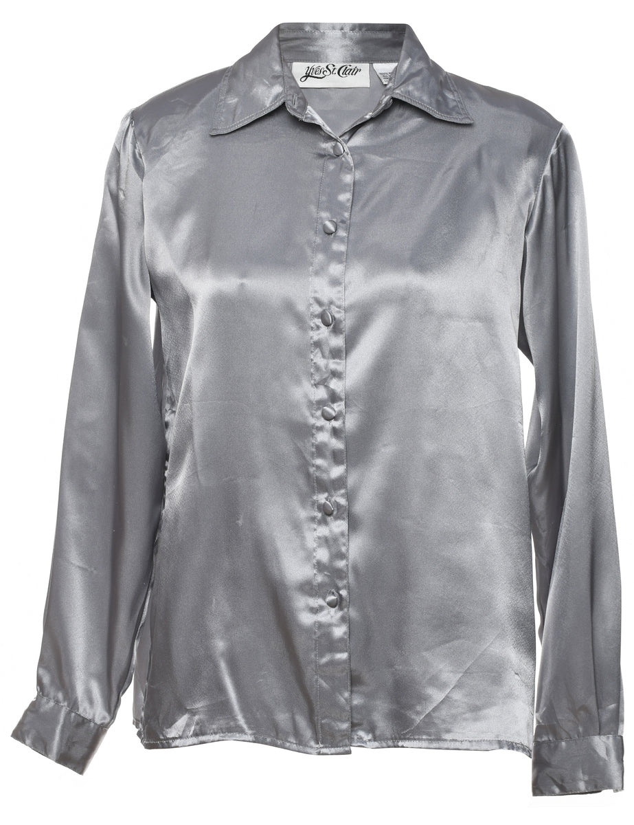 Grey Satin Evening Shirt - M