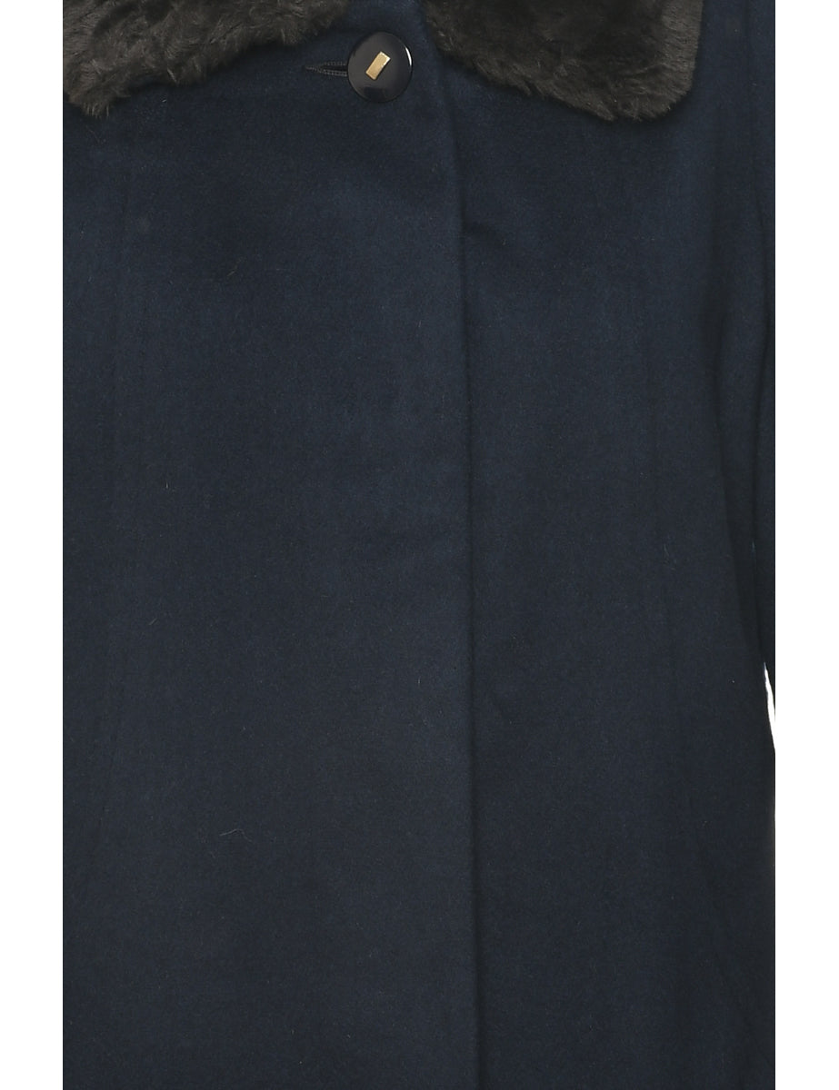 Navy Wool Coat - L