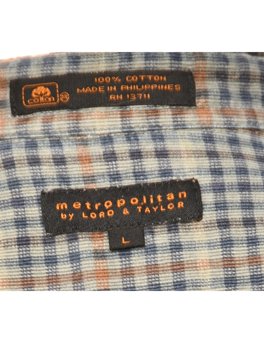 Navy & Grey Checked Shirt - L