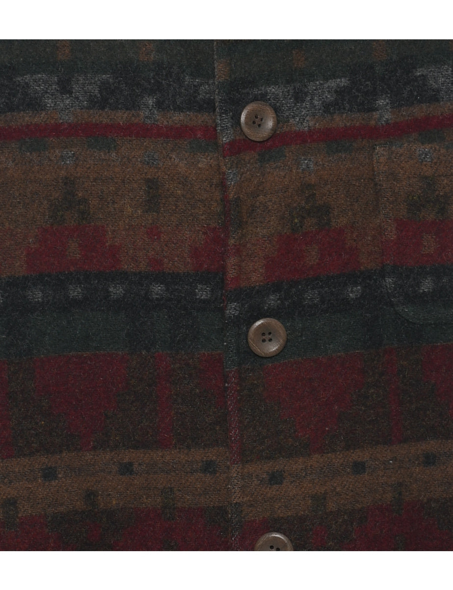 Multi-colour Wool Coat - M
