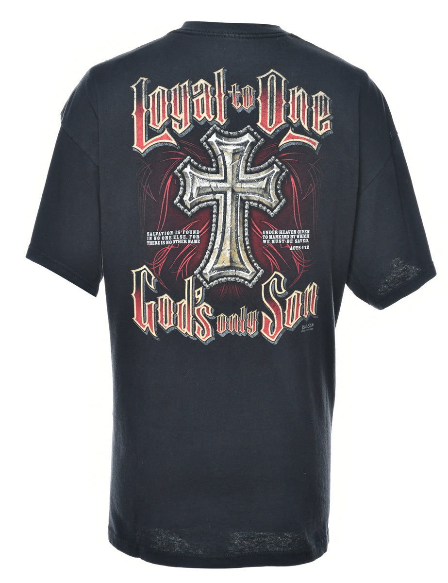 Black Printed T-shirt - L