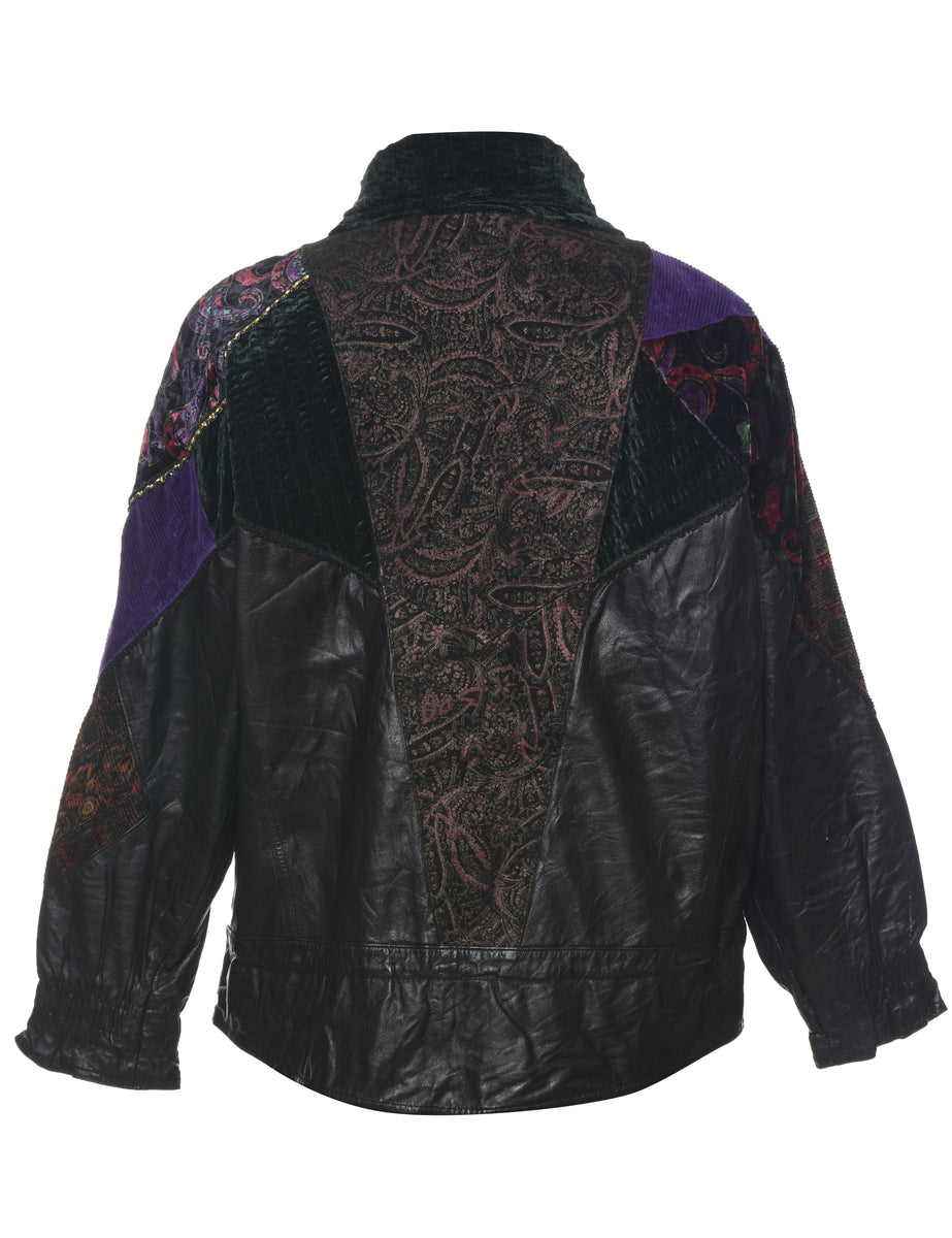 Patterned Leather Jacket - M