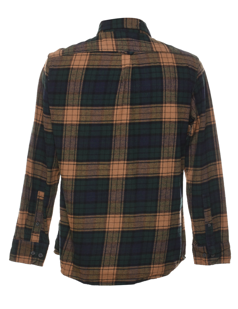 Eddie Bauer Beige & Black Flannel Shirt - M
