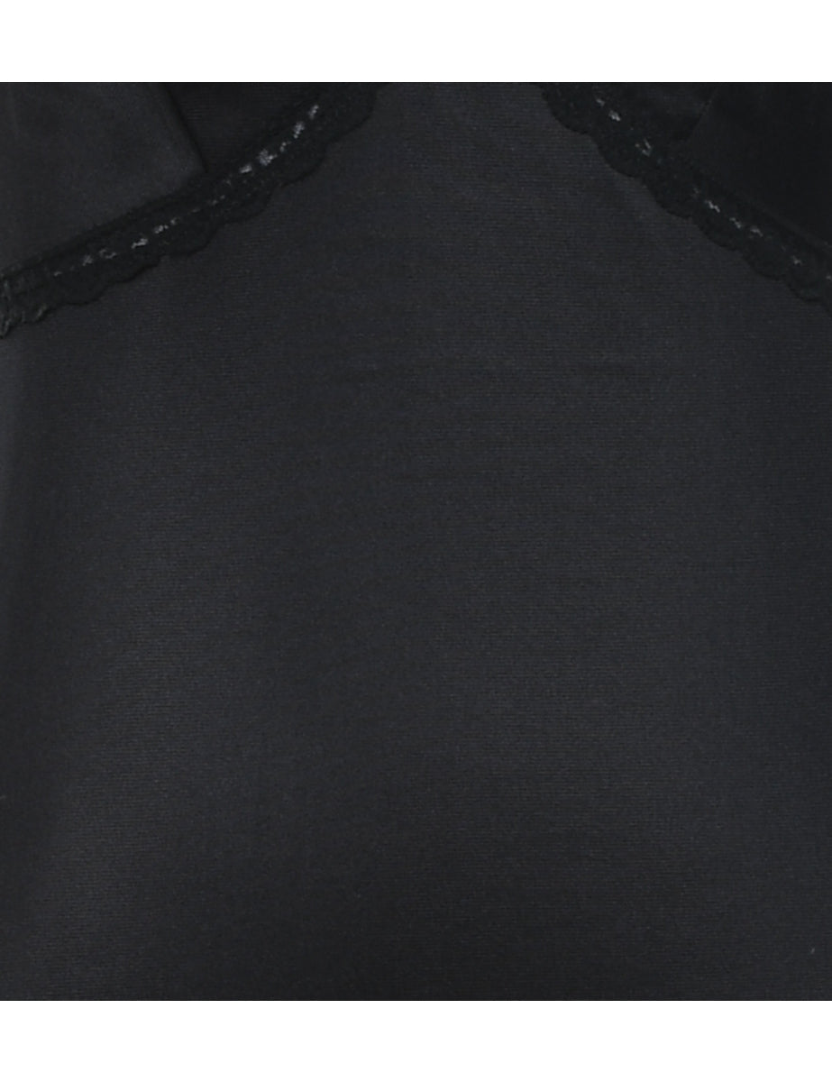 Black Classic Lace Trim Slip - M