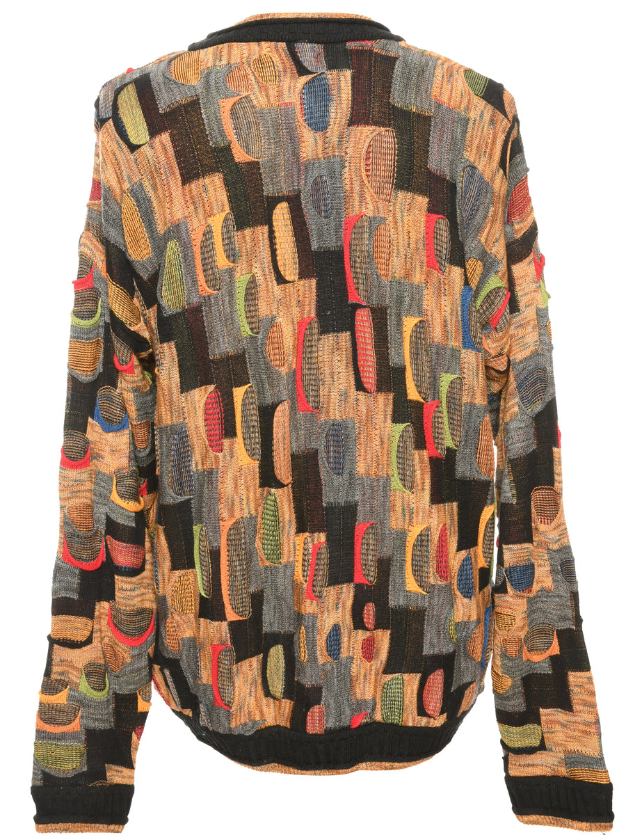 Patterned Black Jumper - M