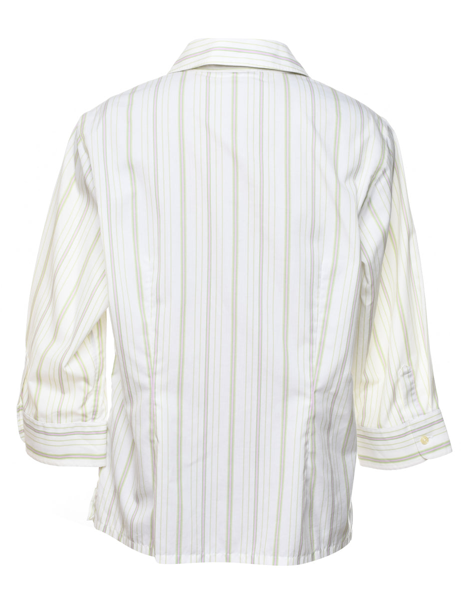 White Striped Shirt - L