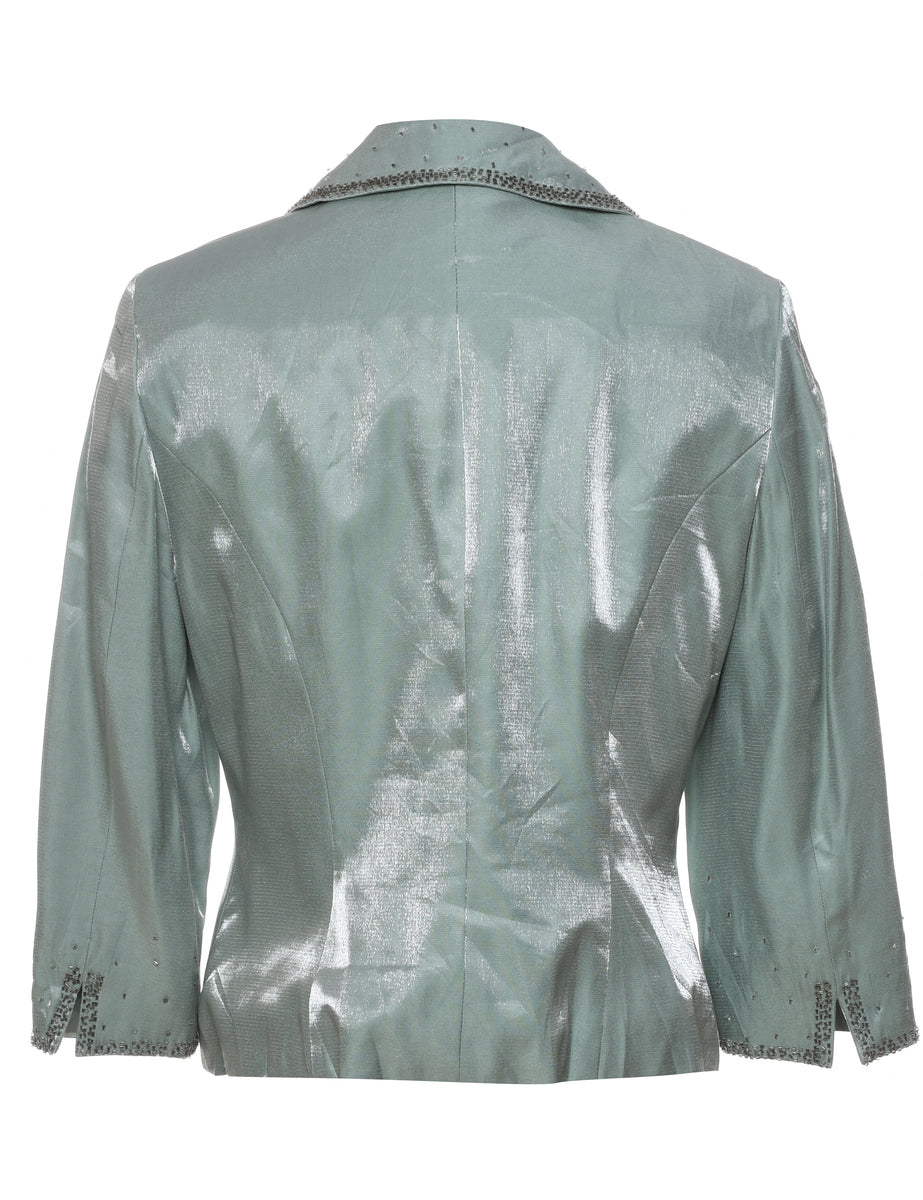Classic Silver Metallic Evening Jacket - M