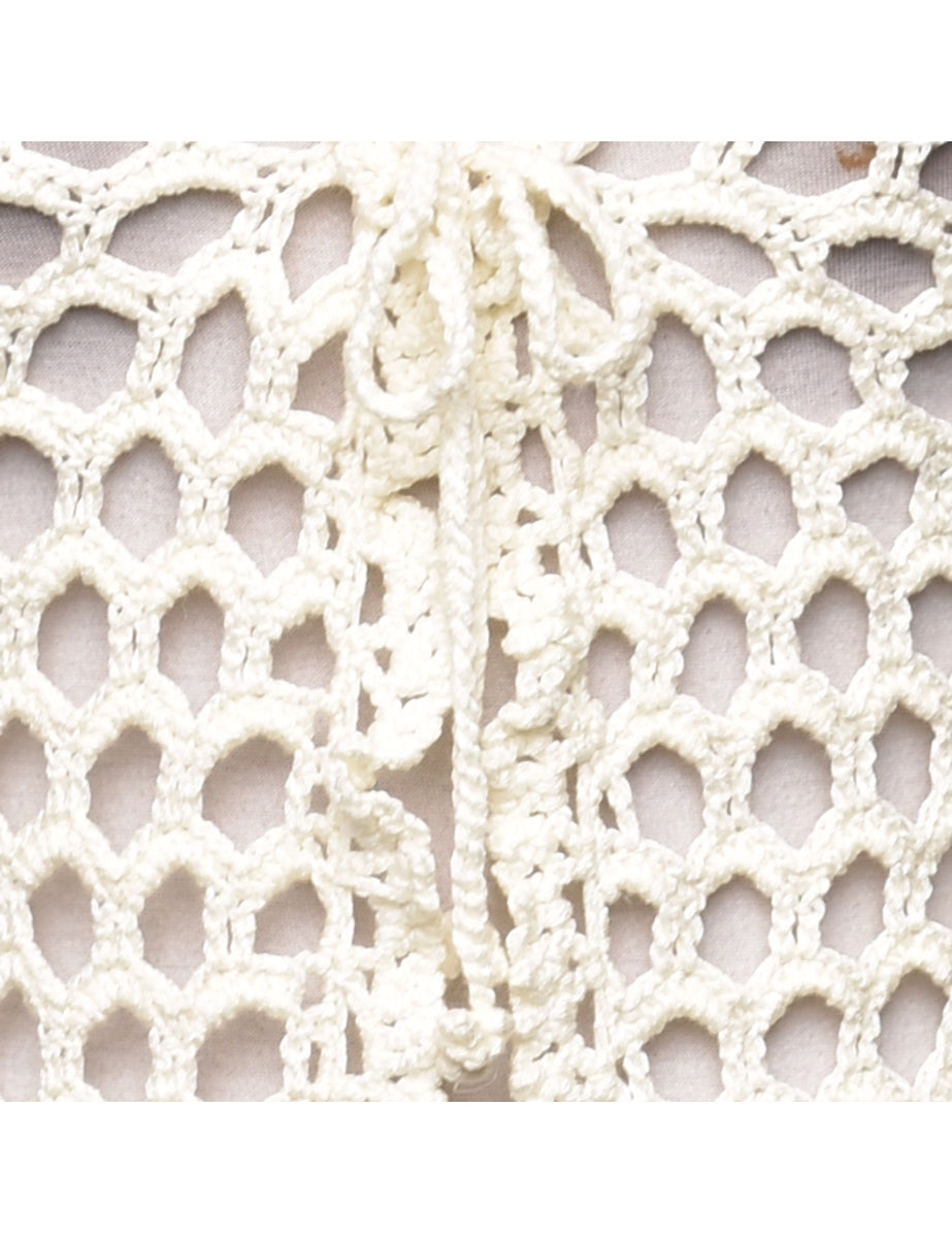 Crochet Off White Cardigan - S