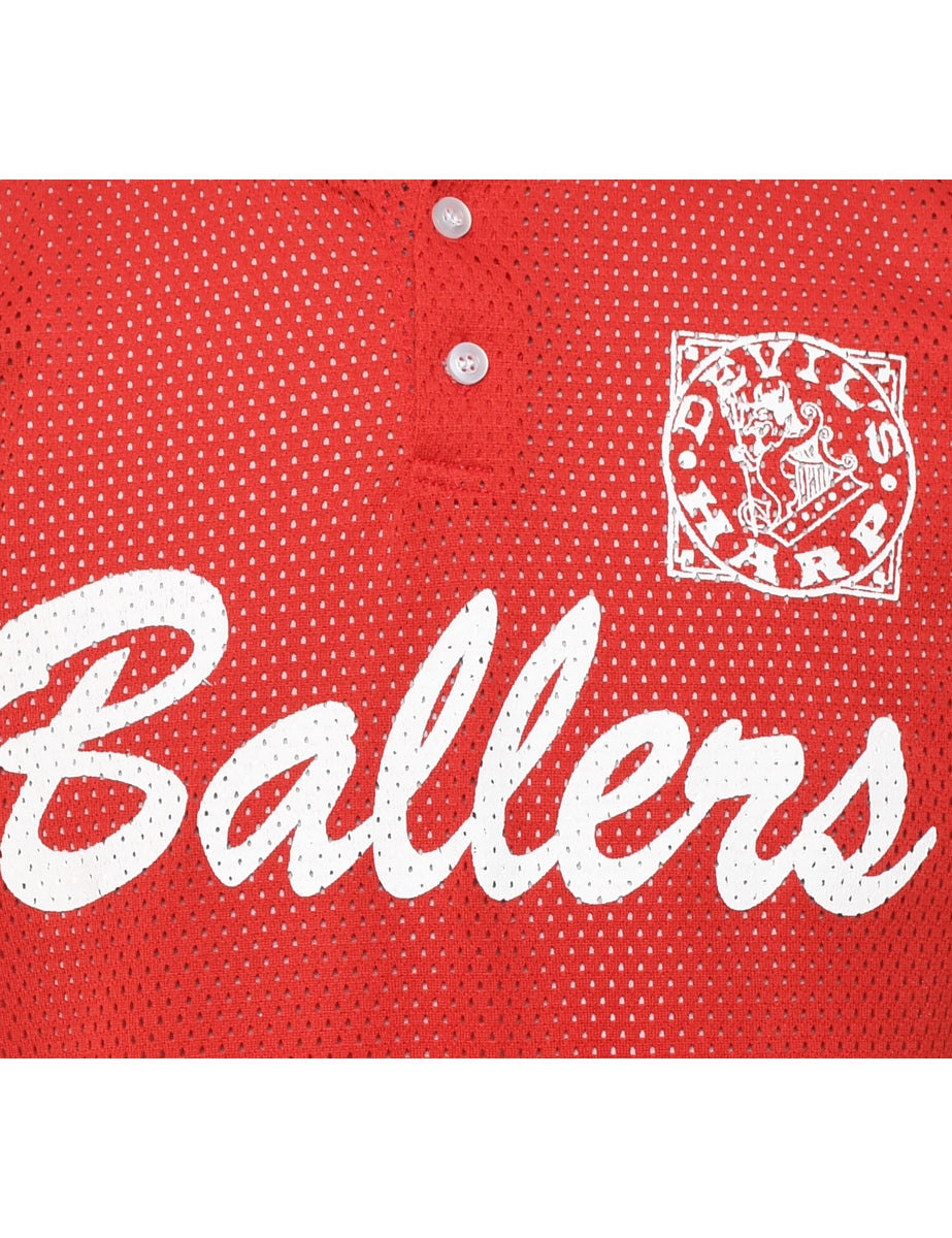 Mesh Red & White Ballers Sports Top - M