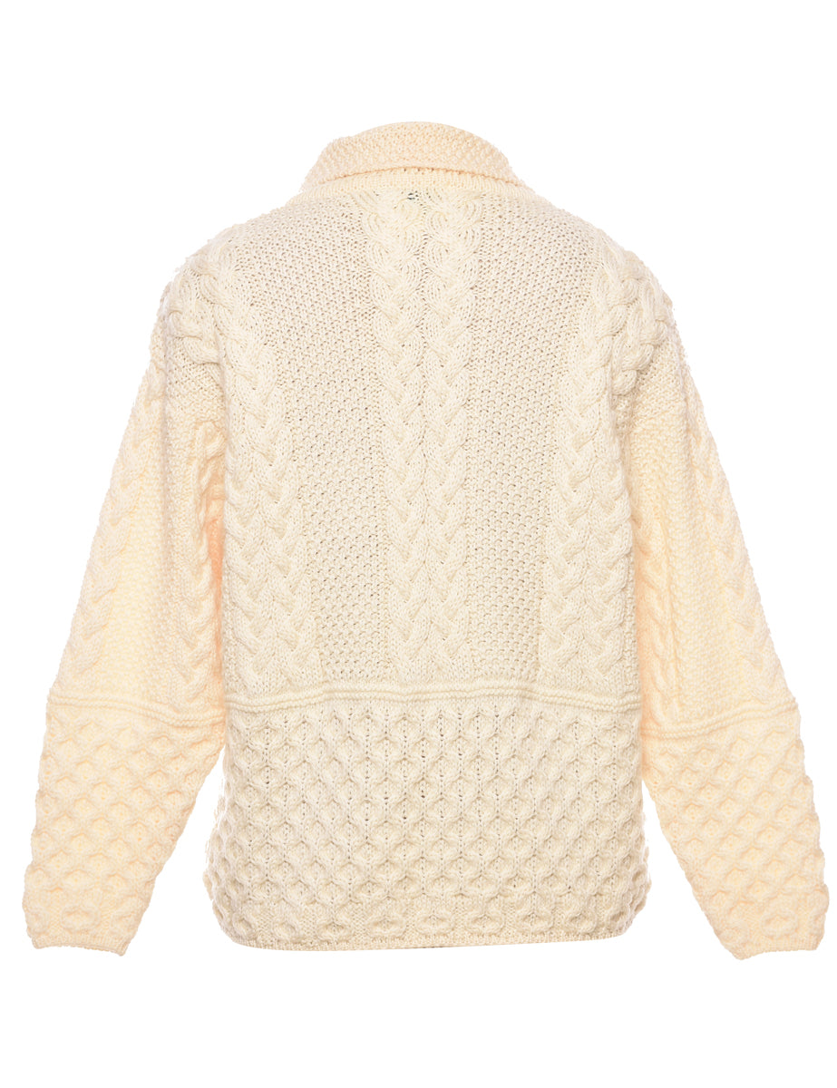 Merino Wool Cable Knit Cardigan - XS