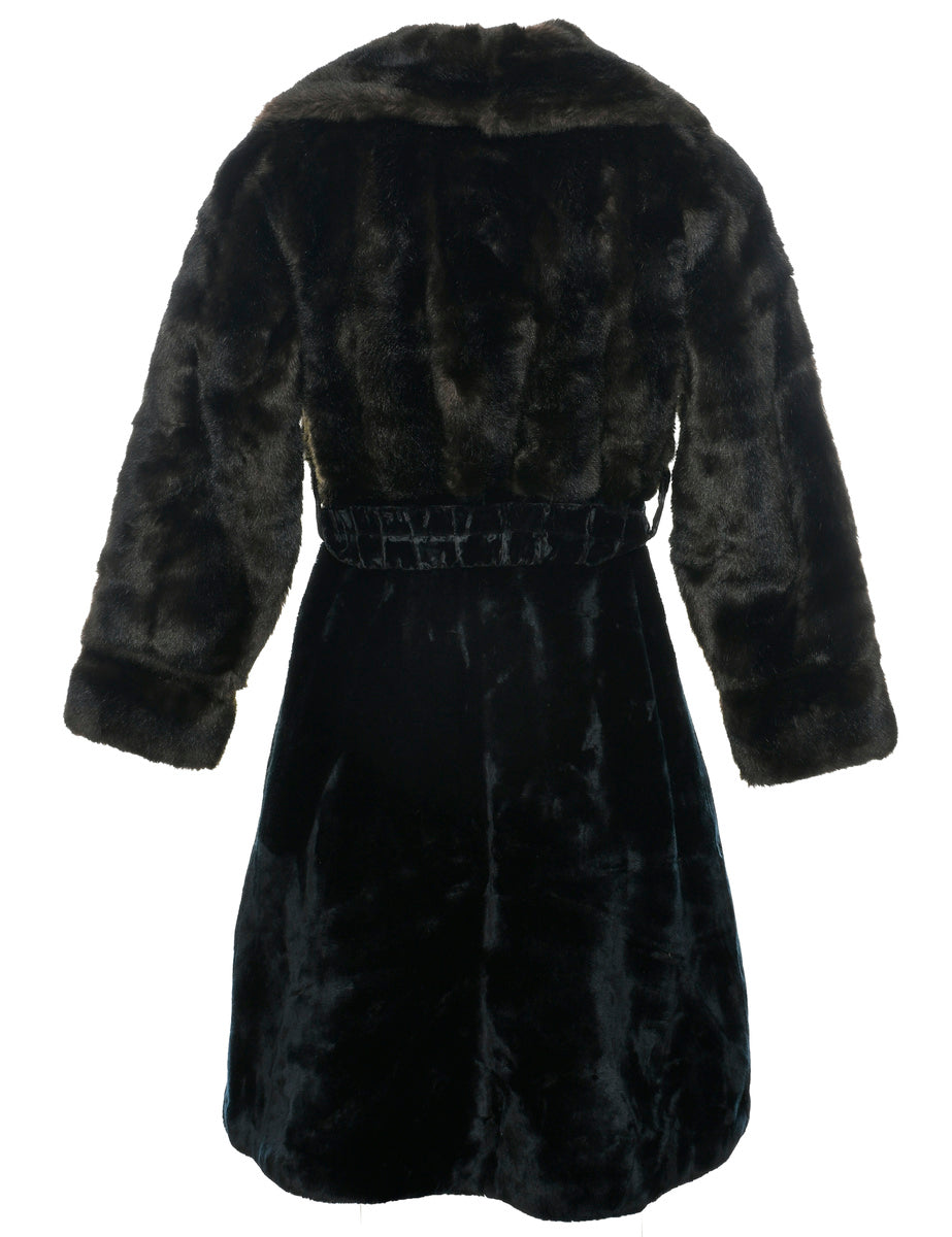 Black Faux Fur Coat - L