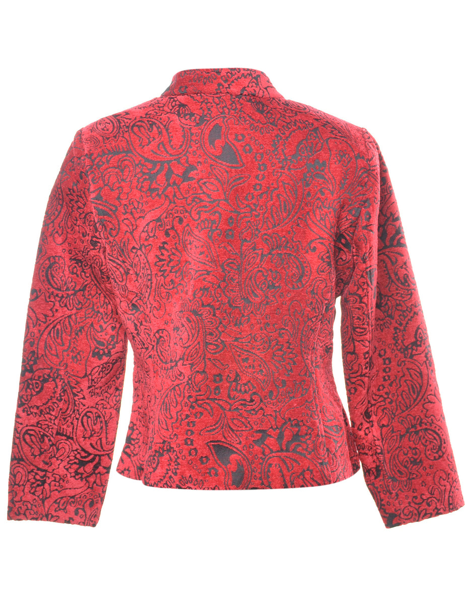 Paisley Pattern Red Tapestry Jacket - S
