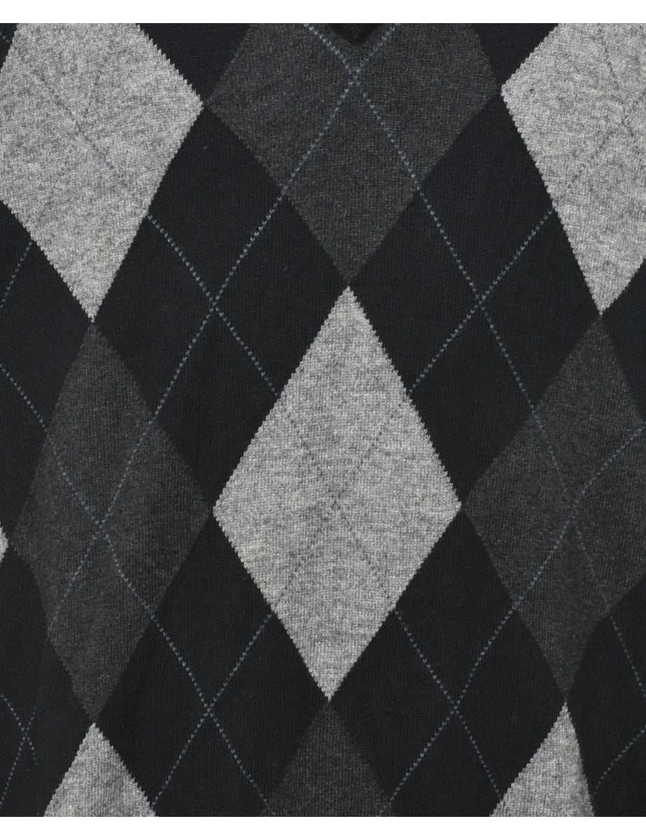 Argyle Knit Jumper - L