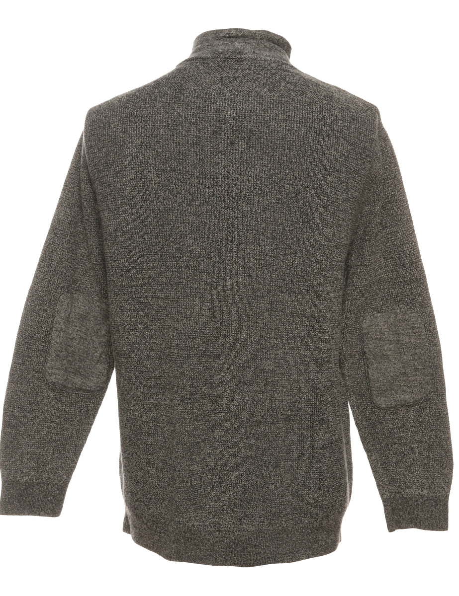 Button Through Dark Grey Jumper - L
