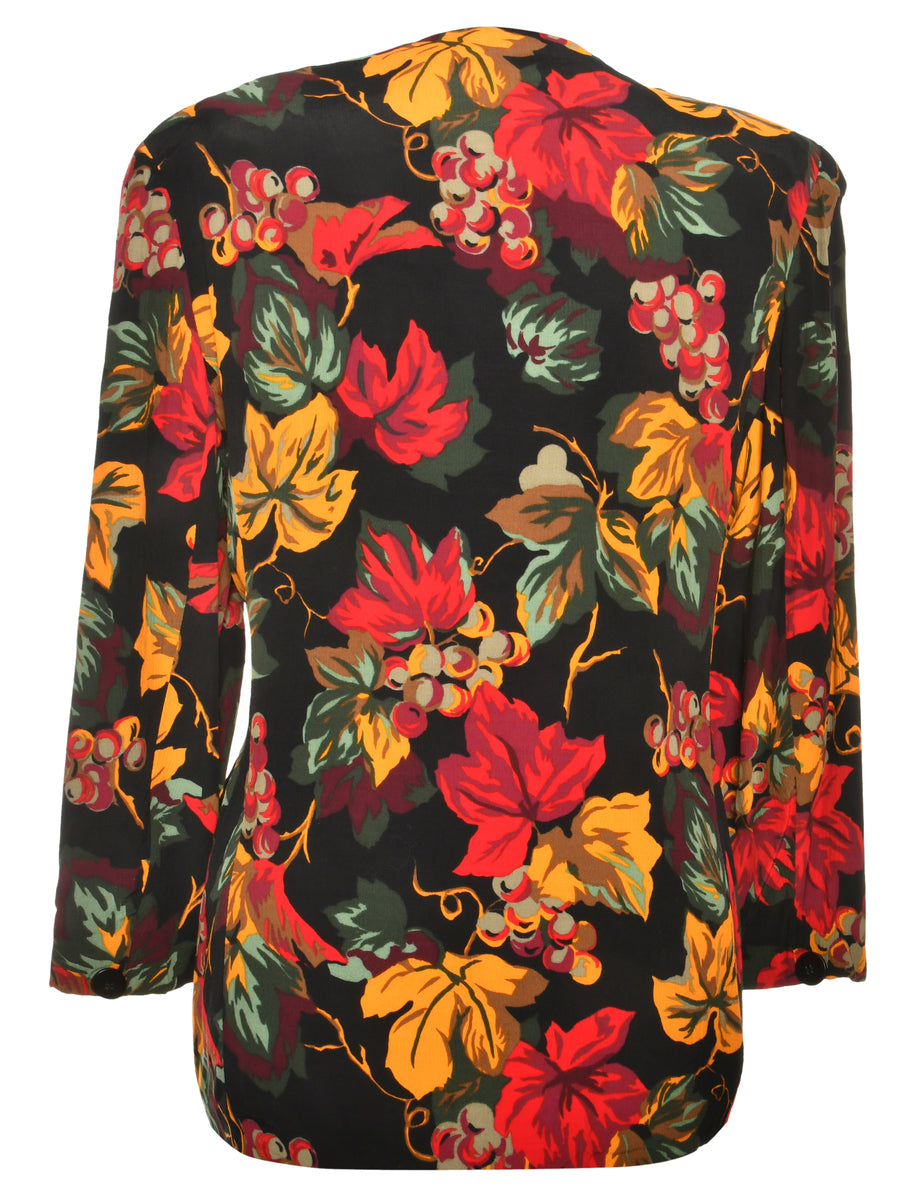 Floral Pattern 1980s Multi-Colour Jacket - XL