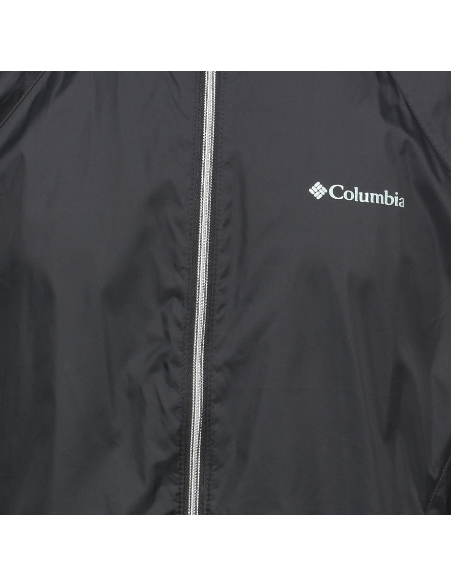 Columbia Hooded Black Zip-Front Nylon Jacket - L