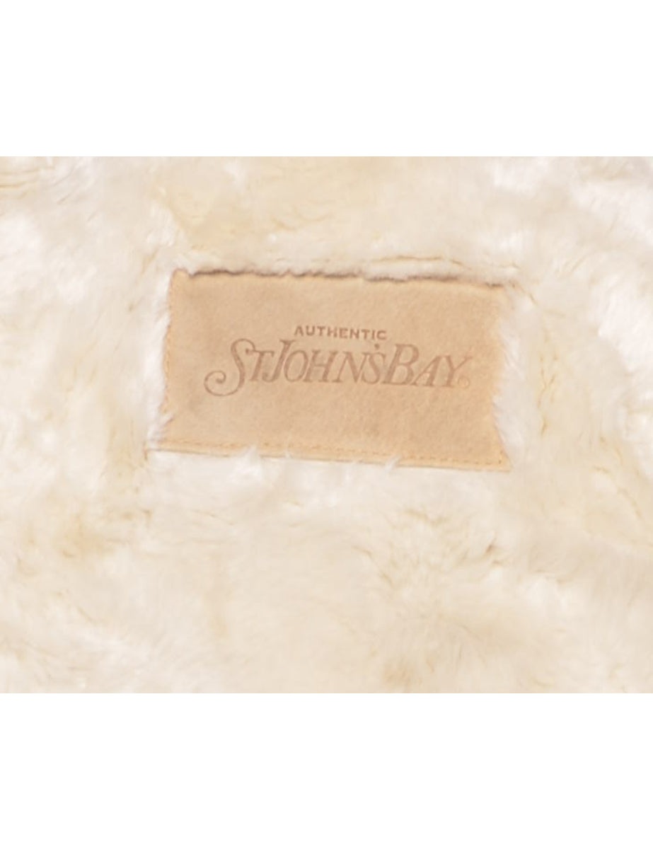 Suede Faux Fur Collar Cropped Coat - M