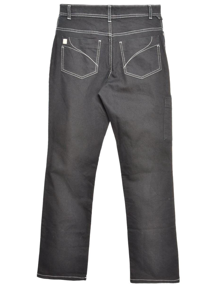 Zip Front Black Straight Fit Jeans - W30 L34