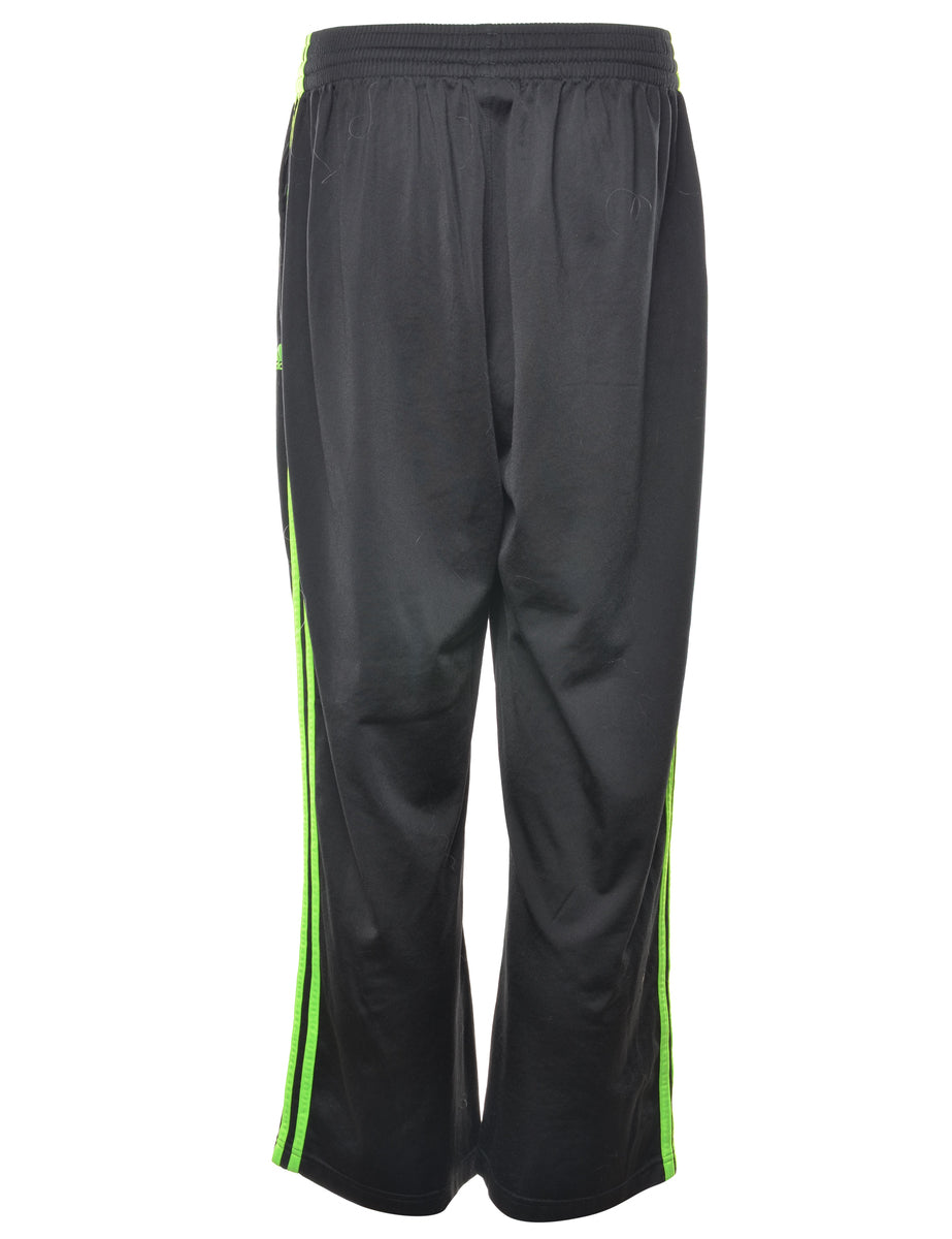 Adidas Black & Lime Green Track Pants - W30 L28