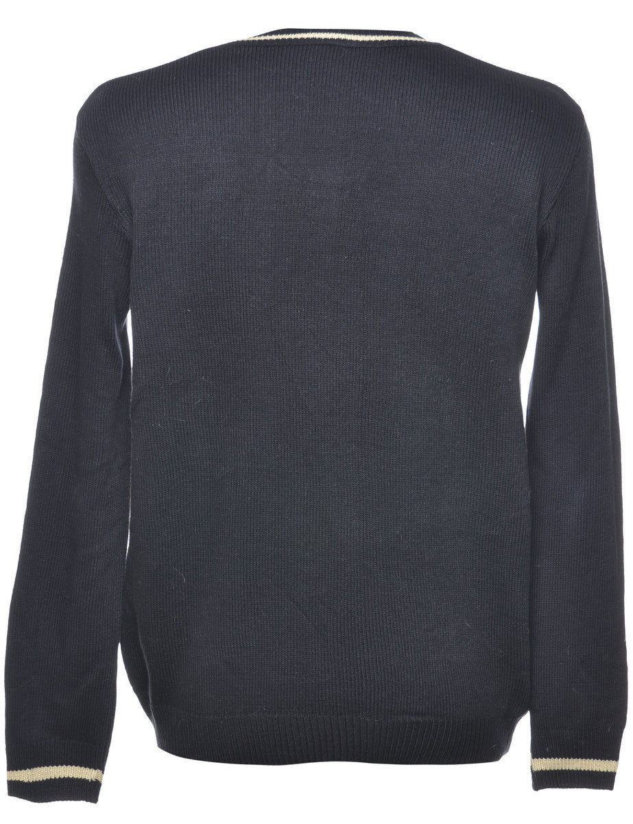 Long Sleeved Navy Cardigan - M