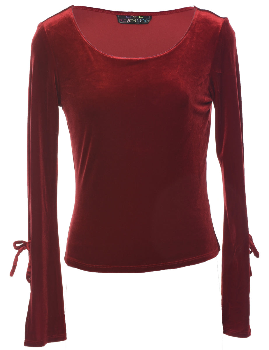 Cropped Velvet Fabric Evening Top - M