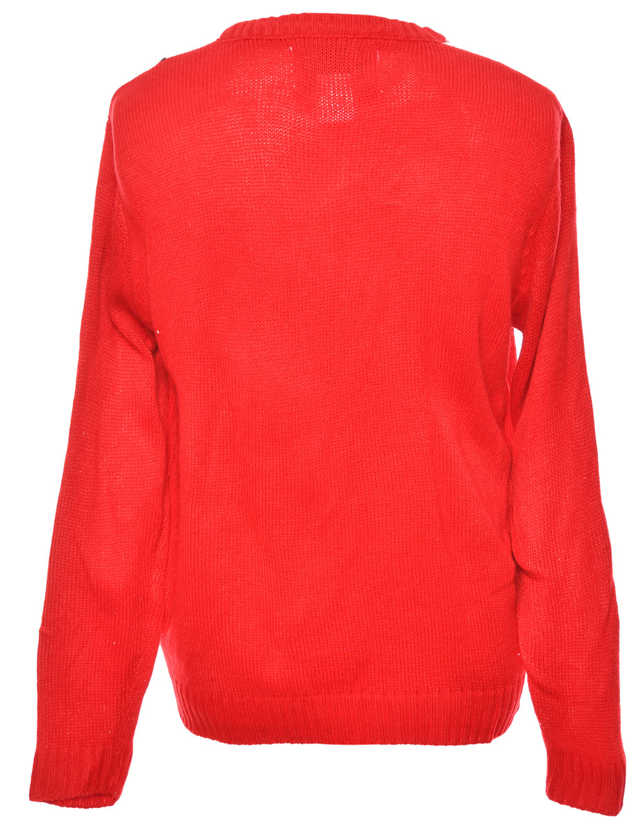Red & White Classic Christmas Jumper - M