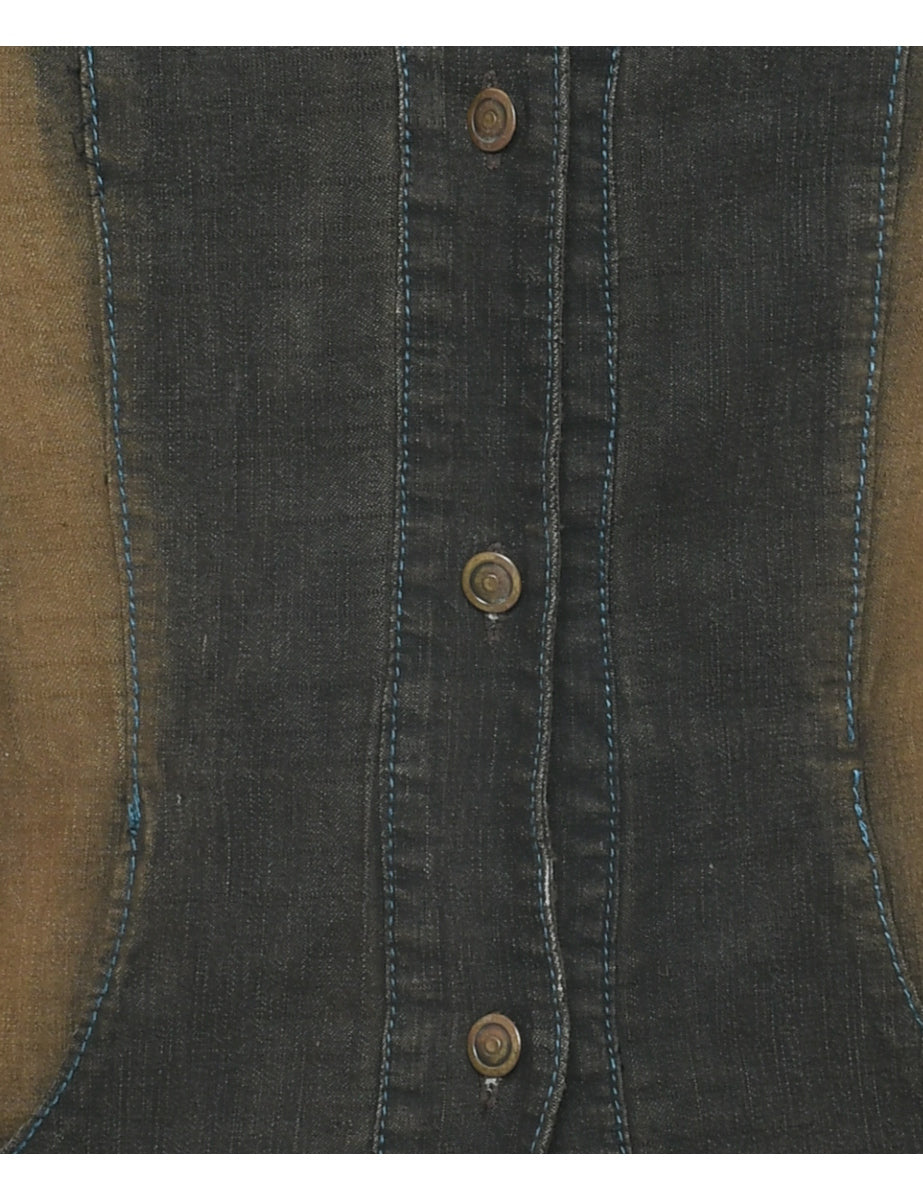 Button Front Denim Jacket - M