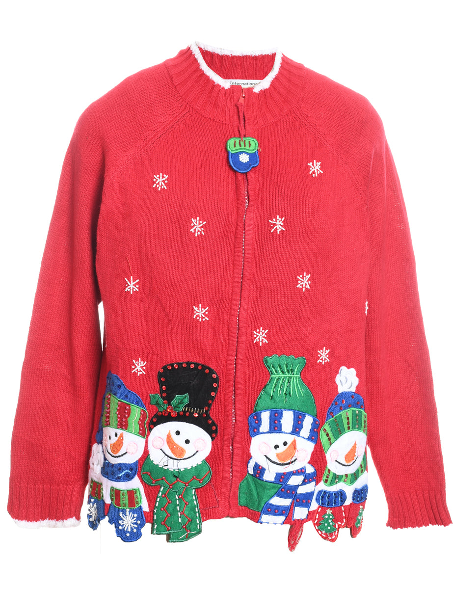 Snowman Christmas Cardigan - M