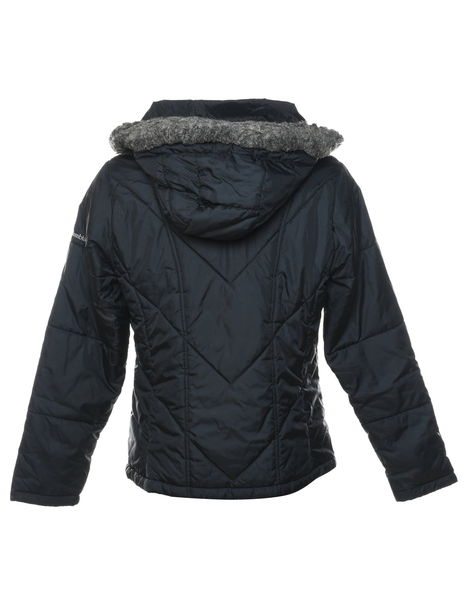 Columbia Black Zip-Front Hooded Puffer Jacket - M